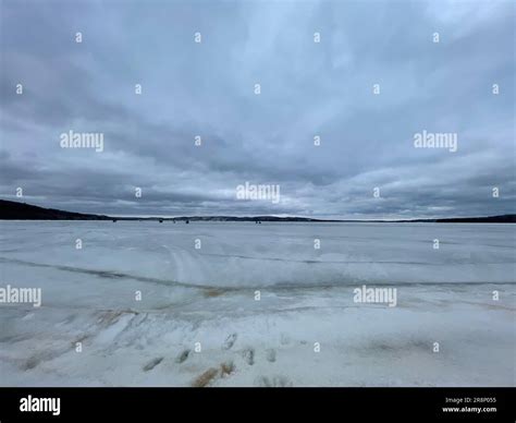 Lake Superior frozen during the winter in the upper peninsula in ...