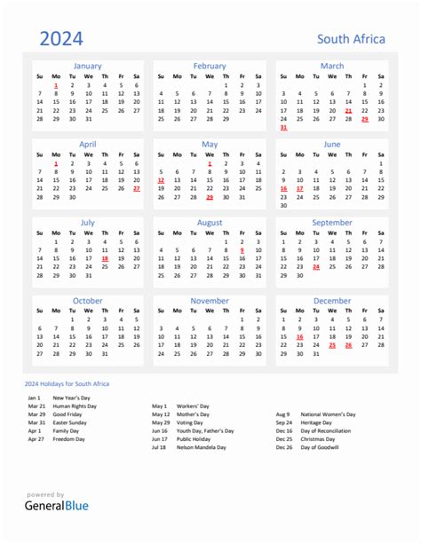 2024 Printable Government Calendar South Africa - Valli Isabelle