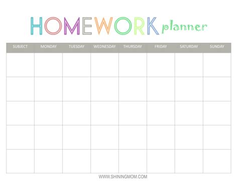 Free Printable Homework Planner