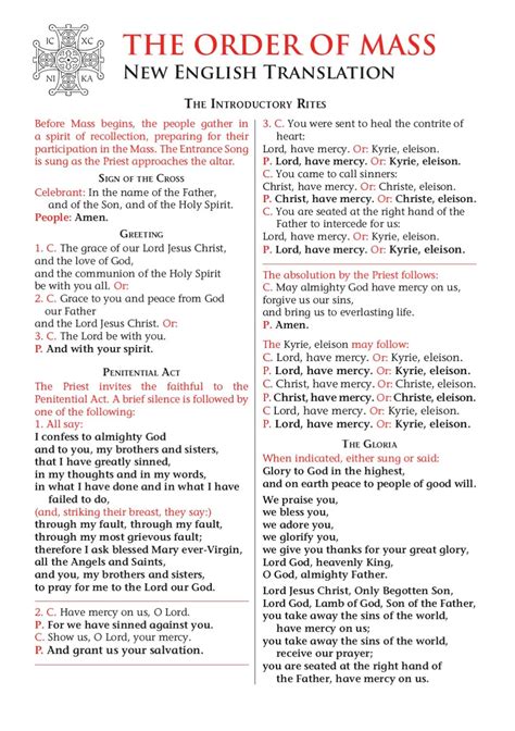 What Is The Correct Order Of The Catholic Mass - Printable Online