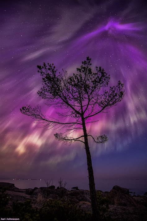 Purple aurora over Finland : r/pics