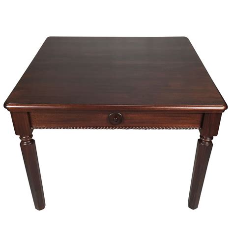 Antique Style Solid Mahogany Wood Square Dining Table 110cm