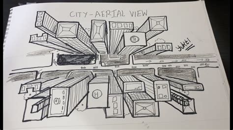 Learn to sketch Aerial View of City from - Bird's Eye view - YouTube