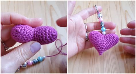 Crochet Heart Keychain - Love Crochet