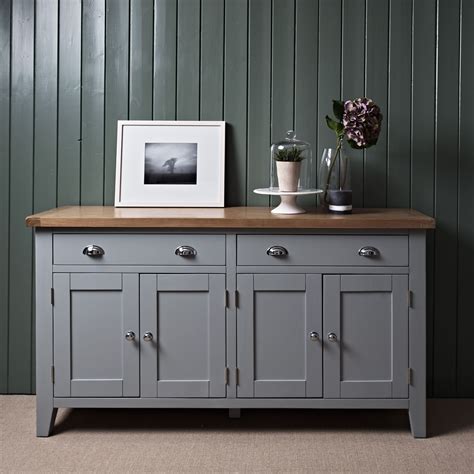The Bilbury grey painted sideboard offers plenty of space for all your kitchen essentials ...