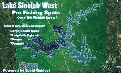 Lake Sinclair Fishing Map & Fishing Spots for Bass, Crappie, Stripers