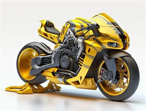 Premium AI Image | Yellow motorcycle with black and yellow stripes on ...