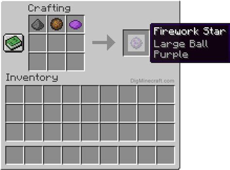 How to make a Purple Large Ball Firework Star in Minecraft