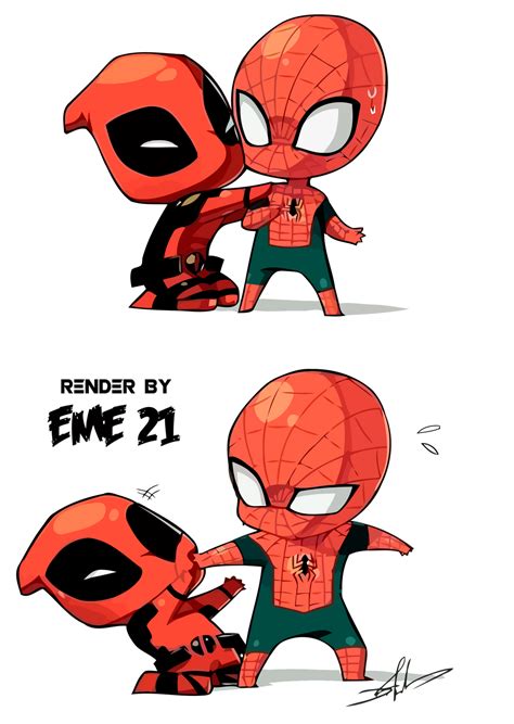 DEADPOOL AND SPIDERMAN CHIBI RENDER by EME-21 on DeviantArt