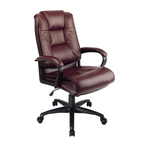 Shop Office Star One WorkSmart Burgundy Leather Executive Office Chair at Lowes.com