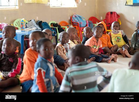 Group of black african children at school. Elementary classroom near Cape Town, South Africa ...