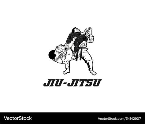 Martial arts jiu jitsu logo design Royalty Free Vector Image