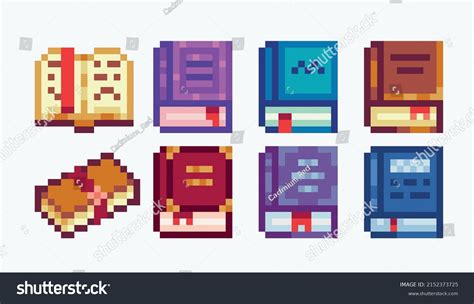 Different Books Pixel Art Set Fantasy Stock Vector (Royalty Free ...