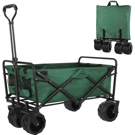 BAHOM Folding Collapsible Outdoor Utility Wagon Cart, Heavy Duty Garden Cart with All-Terrain ...