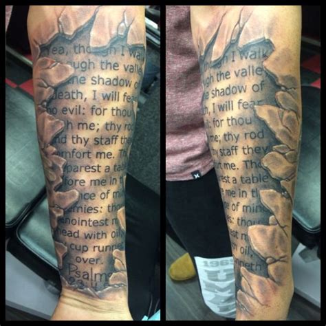 Psalms 23 #tattoos #3dimenisonal script | Tattoos for guys, Forearm tattoos, Psalm 23 tattoo