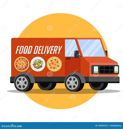 Red Food Delivery Truck from the Transportation Service Stock Vector - Illustration of isolated ...