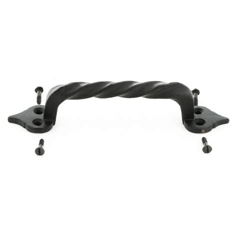 6 Door Pulls Black Wrought Iron Twisted Handle Set of 6