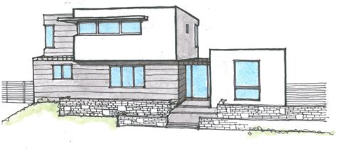 Sketch Modern House Drawing With Pool - ansiedadedefine