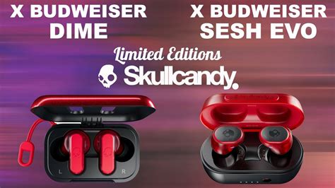 Skullcandy X Budweiser Dime vs Sesh Evo | Limited Edition | Bluetooth Wireless Earbuds ...