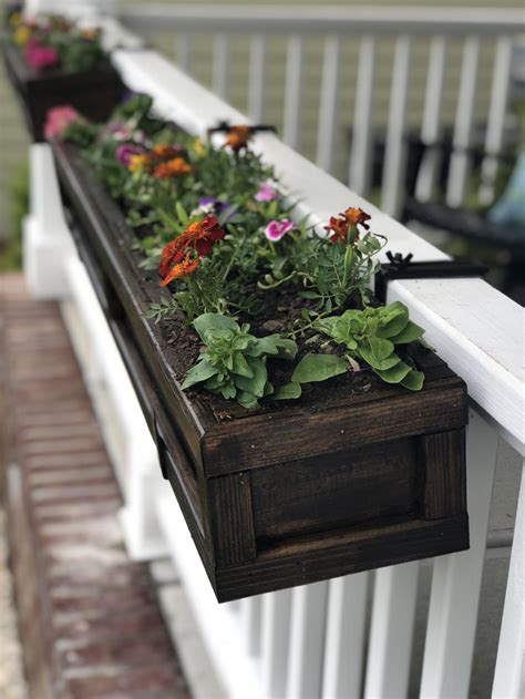 Maggie's Porch Hanging Flower Box | Etsy in 2021 | Railing flower boxes, Flower boxes, Porch flowers