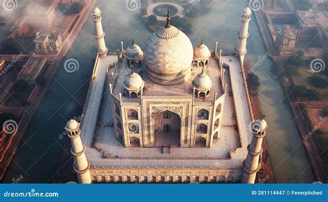 Dramatic Aerial View of the Taj Mahal in India - Generative AI Stock ...