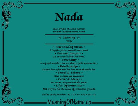 Nada - Meaning of Name