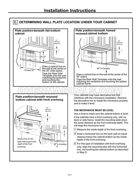 Frigidaire FFMV1846VS Microwave Oven Installation Instructions