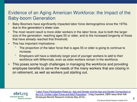 Evidence of an Aging American Workforce: The Impact of the Baby-boom Generation May 22, 2018 ...