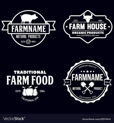 Farmers market logos templates objects set Vector Image