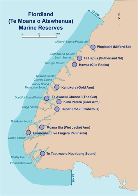 Map and boundaries: Fiordland's marine reserves