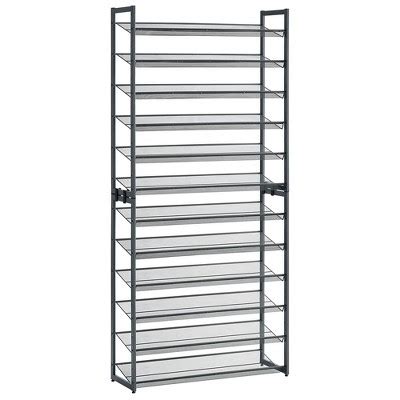 Songmics 12-tier Shoe Rack Tall Metal Shoe Storage Organizer Grey : Target