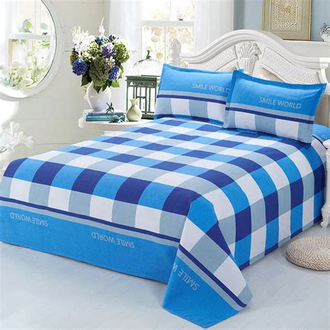 2017 New 100% Cotton Sheet Bed King Size Flat Sheets Queen Bed Drap De ...