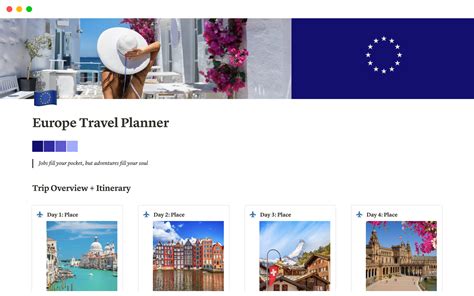 Europe Travel Planner | Notion Template