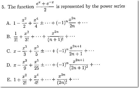 Solved The function e^x + e^-x/2 is represented by the power | Chegg.com