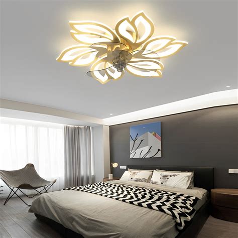 Flower Smart Silent Stepless Dimming LED Modern Ceiling Fan Light ...