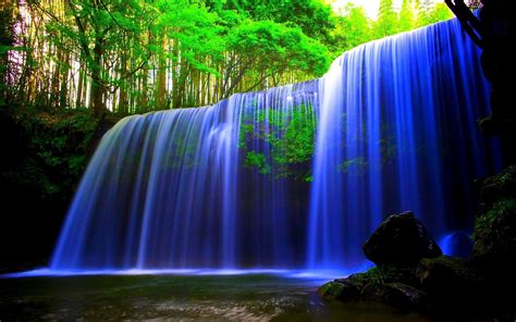 Blue Waterfall HD wallpaper