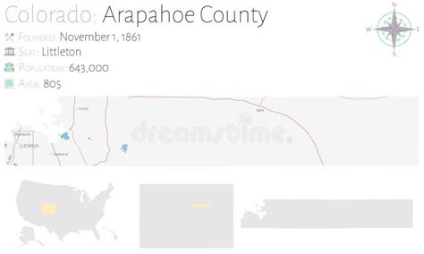 Map of Arapahoe County in Colorado Stock Vector - Illustration of seat, colors: 193441832