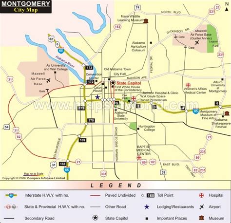 Montgomery Alabama Map | Map of Montgomery | Map, Montgomery city, City map