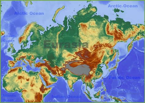 Physical map of Eurasia | Physical map, Map, Asia map