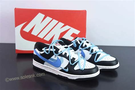 Custom Nike Dunk Low 'Multiple Swooshes' Black White Blue - SoleSnk