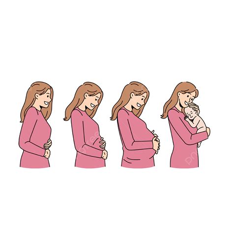 Smiling Woman During Different Pregnancy Stages, Woman, Pregnancy ...