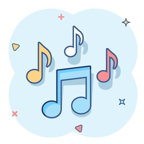 Vector cartoon music note icon in comic style. Sound media concept ...