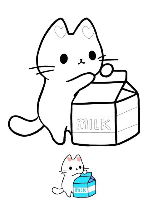 Printable Kawaii Cat Coloring Pages - Printable Kids Entertainment