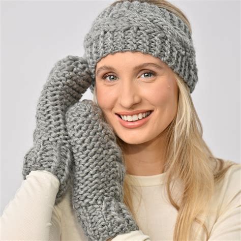Cable Mittens and Headband Knitting Kit - Grey– Wool Couture