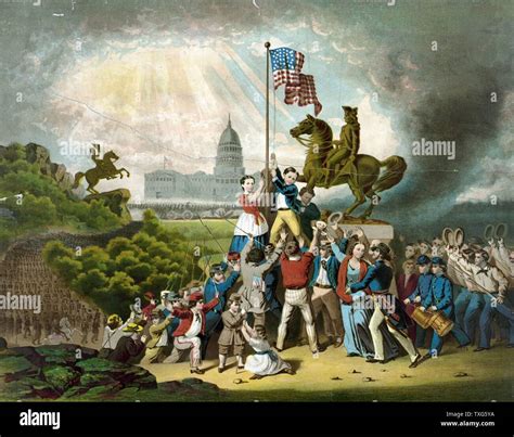 American Civil War 1861-1865 : Raising the flag May 1861 US flag raised in Washington by Union ...