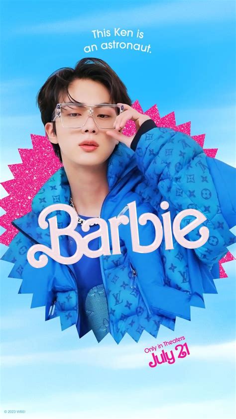 the movie poster for barbie is shown with an image of a woman in blue jacket and glasses