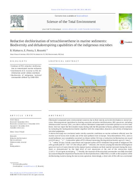 (PDF) Reductive dechlorination of tetrachloroethene in marine sediments ...