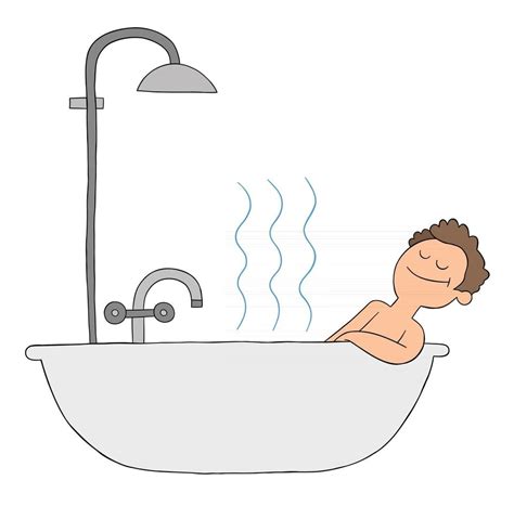 Cartoon Man Takes a Bath In the Tub and is Very Happy Vector Illustration 2889576 Vector Art at ...