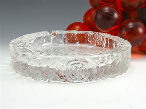 Large Glass Ashtray in Crystal Bark Glass Retro Modern – Big Ashtray