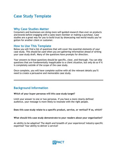 Case Study Outline Format